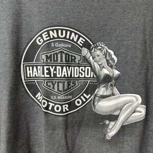 Harley Davidson Shirt Mens XL Gray Pin Up Girl Rogers Speedway North Carolina